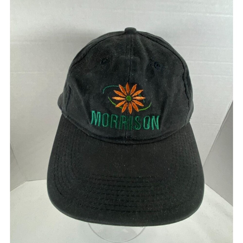 Morrison Hat Washed Black Cotton Orange Flower Daisy Embroidered Dad Cap OSFA